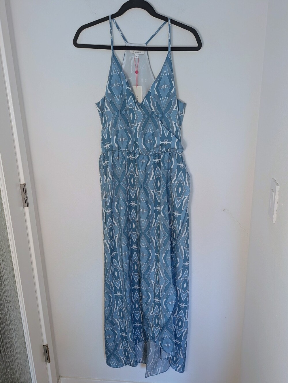 Cuddy Riley Sleeveless Tank Maxi Dress Sz S Blue White Summer Beach Coastal New